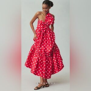 NWT Atsu Sally Bow Red Polka Dot Dress